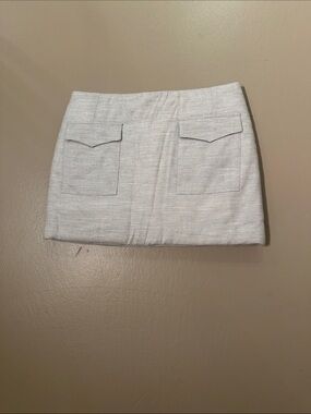 Tailored Light Gray Mini Skirt with Front Flap Pockets